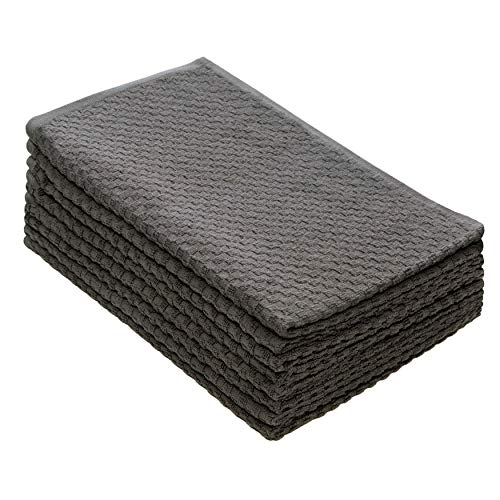 COTTON CRAFT Amazing Kitchen Towels - 8 Pack 100% Cotton Waffle Terry Towel - color: Charcoal, size: 8 Pack