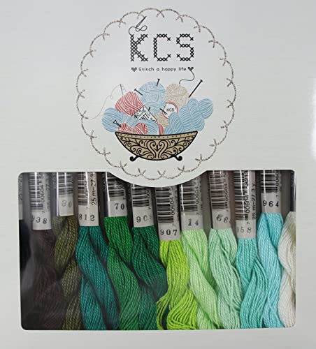 KCS 328 Yards(300 Meters) Mercerized Pearl Cotton Crochet Needlepoint Thread,Size 5, 12 skeins,Mixed Color 02 - color: 12color02, size: 12 skeins
