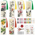 ACRNIGHEET 6PCS Cross Stitch Bookmark Kit for Beginner Chinese-Style Stamped Cross Stitch Kits Needlepoint Kit for Adults DIY Tassel Embroidery Bookmark Kits with Instructions Craft Gift 8.5"x3" 11CT - style: Chinese-Style Patterns