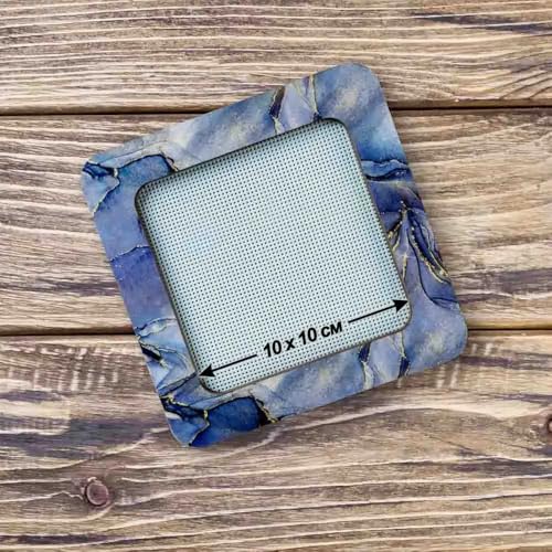 Magnetic Embroidery Hoop Medium – 4"x4" Inner Size, Square Hoop for Perforated Paper & Plastic Canvas, Midnight Blue | FLMP‑015 - color: Midnight