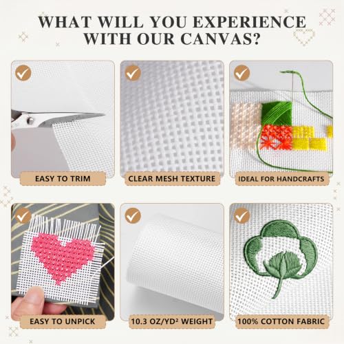 18 Mesh Needlepoint Canvas Blank,18" x 20", Interlock Needle Point Canvas Roll Blank, Cross Stitch Fabric, Cross Stitch Canvas for Embroidery Crafts - size: 18 Mesh