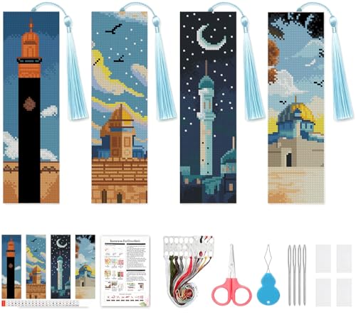 VIGEGU 4 Pack Religion Cross Stitch Bookmark Kits for Adult Beginners - color: Religion Cross Stitch Bookmark