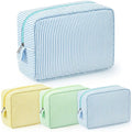 Sanwuta 3 Pcs Seersucker Makeup Bags, Yellow, Green, Lake Blue - color: Yellow, Green, Lake Blue