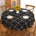 Gernaice Plaid Round Tablecloth Checkered Table Cloth 90” Black - color: Black, size: 90" (Round)