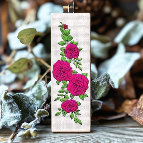BENECREAT 4 Sheets Roses Sewing Embroidery Stabilizers, 42pcs Flowers Embroidery Paper with Pre-Printed Water Soluble Stabilizer for Embroidery Hand Sewing Lover Beginners - color: Roses