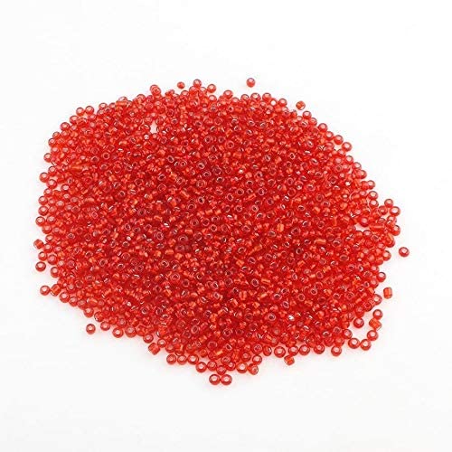 Perlin Glass Seed Beads 2mm 11/0 Round Mini Small Pony Beads 6500pcs for Making Earrings Bracelets Pendants Waist Jewelry DIY Handmade Silver Lined Color Kit (Red) - color: Red