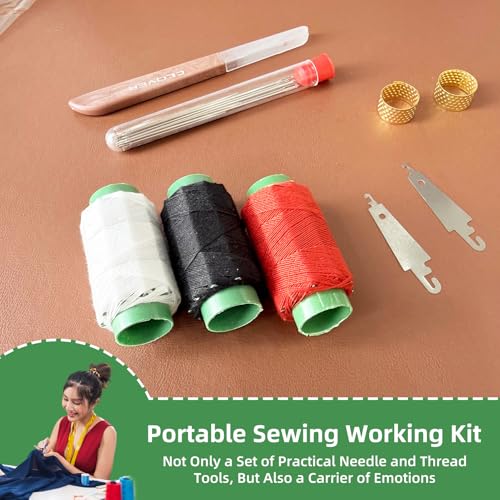 Narottl Stainless Steel Sewing Needles Large Eye Hand Sewing Kit, 37Pcs