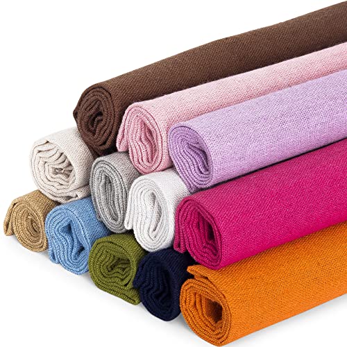 12 Pcs/Set Linen Embroidery Fabric 19 x 19 Inch Cloth Needlework - size: 19×19Inch