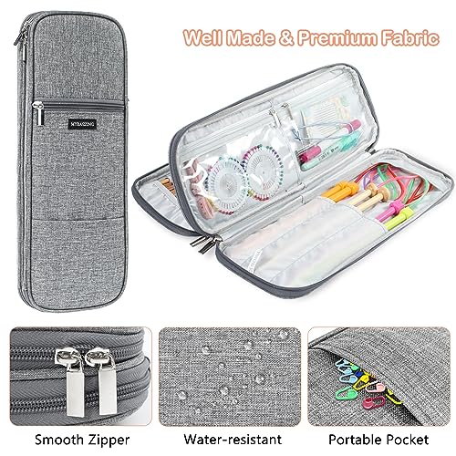 MYBAGZING Knitting Needle Case 14" Organizer for Straight &Circular Needles - color: Grey, size: Fits up to 14 inches