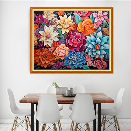 Dooxvey Cross Stitch Kits for Adult Beginners - Full Range of Stamped Kits, Needlepoint & Embroidery Kits - 11CT Cross Stitch Patterns - Magic Flower 16x20 inch - color: Manual Arts 04