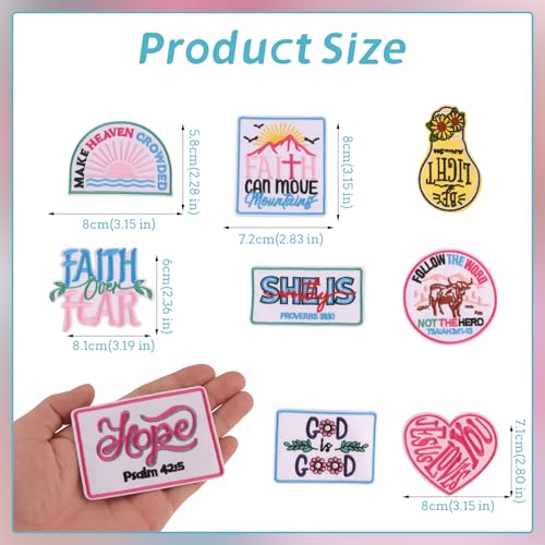 20Pcs Christian Iron on Patches for Clothes, Religious Jesus Bible Embroidered Applique, Christian Quotes Sew on Badge for Trucker Hat Backpack Jeans DIY Accessory - color: 20Pcs Christian
