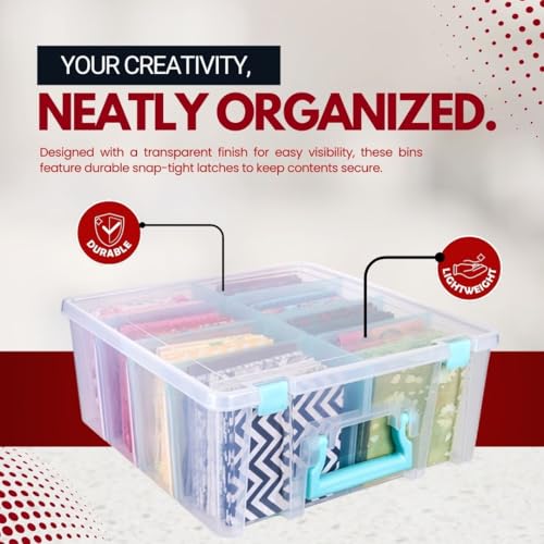 ArtBin 6990SA Super Satchel Double Deep with Removable Dividers, Large Portable Art & Craft Storage with Handle, Translucent/Aqua Mist