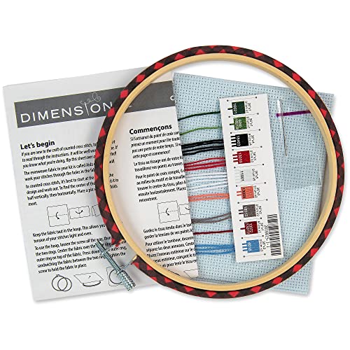 Dimensions 72-09005 Holiday Family Truck Christmas Counted Cross Stitch Kit for Beginners, 6" D, 14 Cnt. White Aida, 5pcs