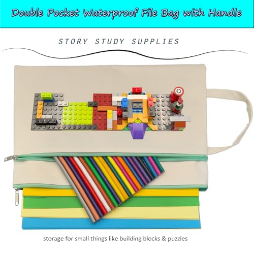A4 Mesh Zipper Pouch, Waterproof File Bag with Handle,Foldable Document Organizer for School, Office, Travel - Durable Folder with Puzzle Project/Cross Stitch (2)