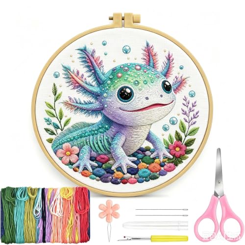 niurenmaoyi Axolotl Embroidery Kit for Adults,Needlepoint Kit - color: Embroidery Kits-0621-05