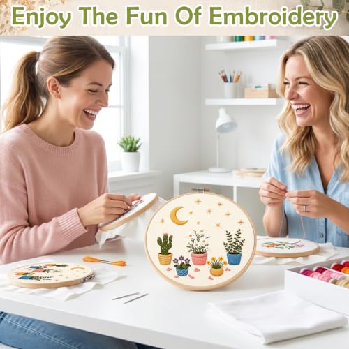 Nuberlic Potted Plant Embroidery Kit for Beginners - color: Botanical
