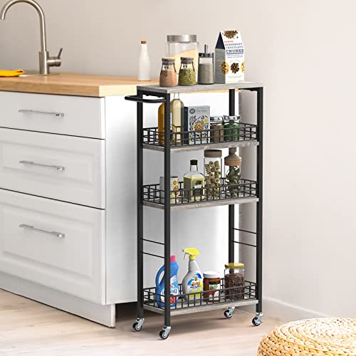 NOVIMANGO Slim Storage Cart Narrow Kitchen Cart 4 Tier, Grey - color: Grey