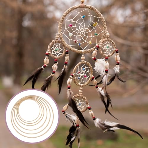 12 Pack Wooden Floral Hoops for Crafts, Wreath Rings in 6 Sizes (5, 6, 7, 8, 9, 10 Inch) - Macrame Rings for Wedding Wreath Decor and Wall Hanging