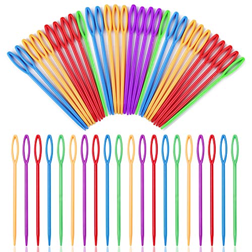 50 Pcs Plastic Sewing Needles, 3.5Inch/9cm Large Eye Plastic Sewing Needles - size: 50 pcs