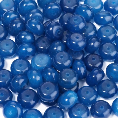 5x8mm 100Pcs Natural Deep Blue Chalcedony Rondelle Beads for Jewelry Making Loose Spacer Abacus Disk Beads Gemstone for Bracelets Necklace DIY Crafts - color: Deep Blue Chalcedony