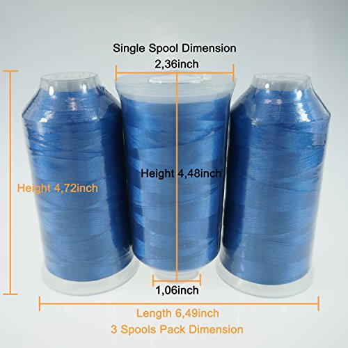 New brothread Huge Spools Embroidery Machine Thread -3xBlue - color: 3xBLUE