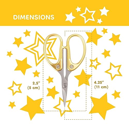 JubileeYarn Sharp Titanium Embroidery Craft Scissors w/Sheath - Gold - 1 Pair - color: Gold, size: 1 Unit