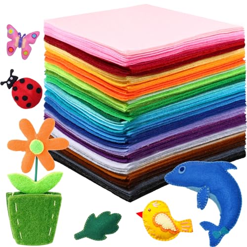 Reginary 120 Pcs 8 x 8 Inch Felt Sheets Bulk for Craft 40 Assorted Color - color: Classic, size: 8 x 8 Inch