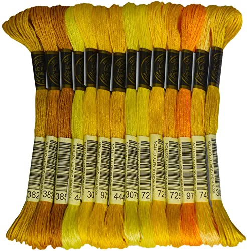 Premium Rainbow Color Embroidery Floss - Cross Stitch Threads - Friendship Bracelets Floss - Crafts Floss - 14 Skeins Per Pack Embroidery Floss, Pale Yellow Gradient - color: Pale Yellow Gradient