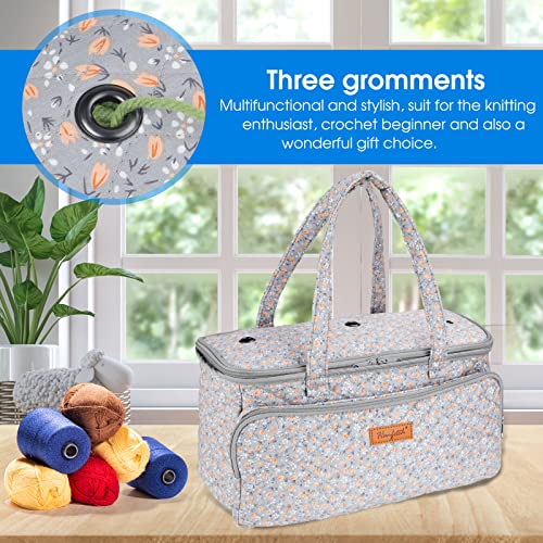 Yarn Bag-Yarn Storage Organizer with Grommets-Portable Crochet Bag for Yarn Skeins-Crochet Hooks-Knitting Needles -Other Accessories (Tulip-Orange) - color: Tulip-Orange
