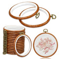 YICO 15 Pieces 3.6 Inch Round Embroidery Hoop Set, Imitated Wood Grain