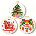 Zhenqing Stamped Cross Stitch Kits for Adults Beginners, Christmas Cross Stitch Kit, 3 Pack Holiday Needlepoint Craft Set with Printed Pattern Fabric, Christmas Tree, Sleigh and Wreath Designs - style: Christmas