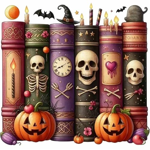 KYOQFVN Cross Stitch Stamped Kit for Beginner - Halloween Cross Stitch - Skull Counted Cross Stitch Kits Embroidery Kit Arts and Crafts for Beginners 13.7x13.7 inch - color: SZXWSJ-05
