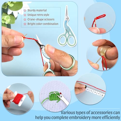 ZXIIXZ 72 Pcs Cross Stitch Supplies, Embroidery Kit for Beginners