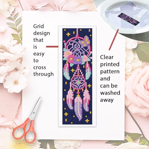 ORIGACH 6 Set Dream Catcher Cross Stitch Bookmark Kit for Beginner - style: Dream Catcher