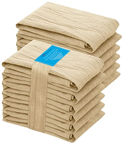 RUVANTI Flour Sack Towels 12 Pack 28”x28”, 100% Cotton Ring Spun – Camel - color: Camel, size: 12 Pack