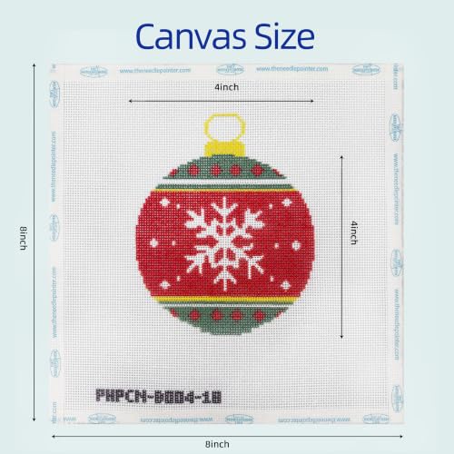 Howie's Needlepoint Bauble Needlepoint Kits for Adults & Beginners, 18 Mesh Printed Needlepoint Canvas, Stamped Patterns Canvas Starter Kits(Christmas Snowflake Bauble,4"x 4") - color: Christmas Snowflake Bauble