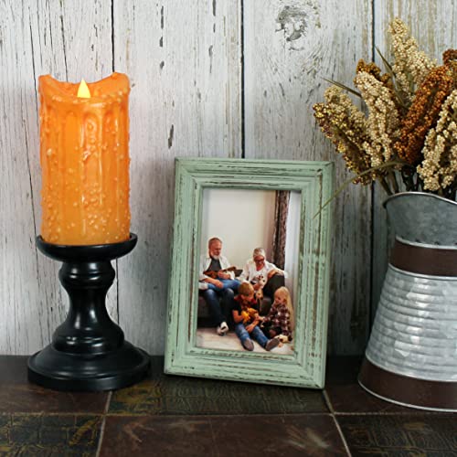 CVHOMEDECO. 4x6 Picture Frame Made of Solid Wood High Definition Glass Rustic Antique Designs Small Photo Frame for Tabletop Display and Wall Mounting, Distress Teal - color: Distress Teal B, size: 4" X 6"