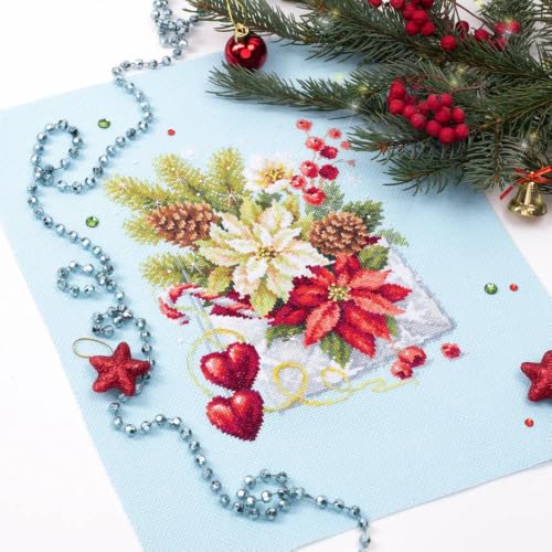 Wizardi Counted Cross-Stitch Kit Merry Christmas! 100-241 Magic Needle. Painted Needle Punch Kits for Adults - color: Merry Christmas!