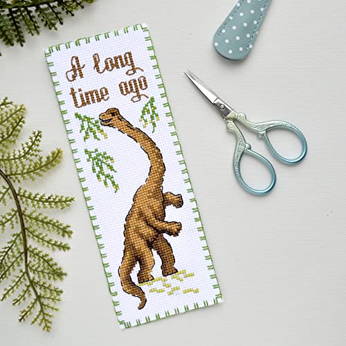 Povitrulya Dinosaur Counted Cross Stitch Kit Brachiosaurus - DIY Bookmark Set for Hand Embroidery - color: Brachiosaurus