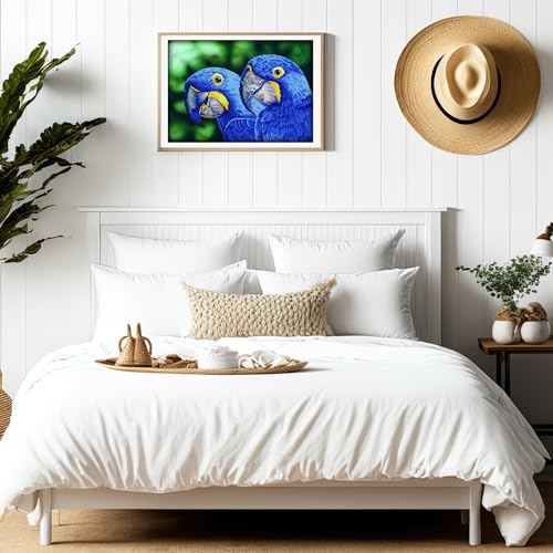 DIAMOND DOTZ Blue Hyacinth Macaws Diamond Painting Kit for Adults with Gems - size: 37 x 52cm