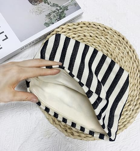 getgto 2 Pcs Makeup Bags, Large Cosmetic Bag Travel Toiletry Bag - color: Black and white stripe