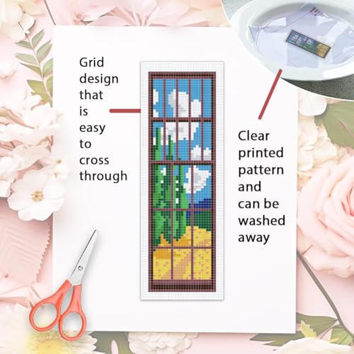ORIGACH 6 Set Window & View Cross Stitch Bookmark Kit for Beginner - style: Window & View