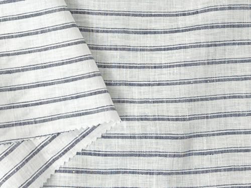 100% Linen Fabric – Lightweight Prewashed – Horizontal Stripe Patterns – Precut Style – Soft & Breathable – 52” Width – by The Linen Lab (Navy 4841, 3 Yard pre Cut) - color: Navy 4841, size: 3 yard pre cut