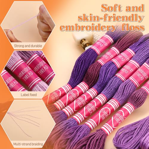 12 Skeins Embroidery Floss, 105 Yards Purple Embroidery Thread - color: Purple Series