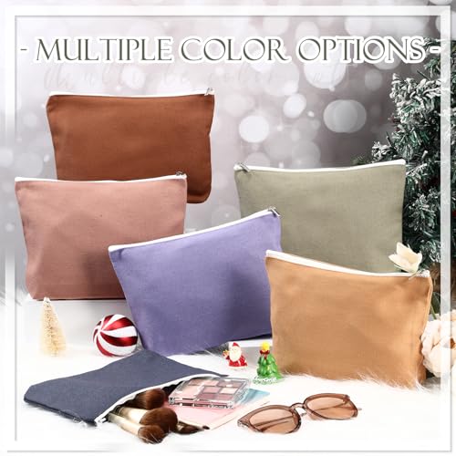Reginary 10 Pcs Canvas Makeup Bags Bulk Blank Cosmetic Bags,Earthy Tones - color: Earthy Tones