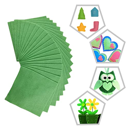 Jtnohx Soft Felt Fabric Flexible Craft Felt Sheets Light Green 6" 20Pcs - color: Light Green