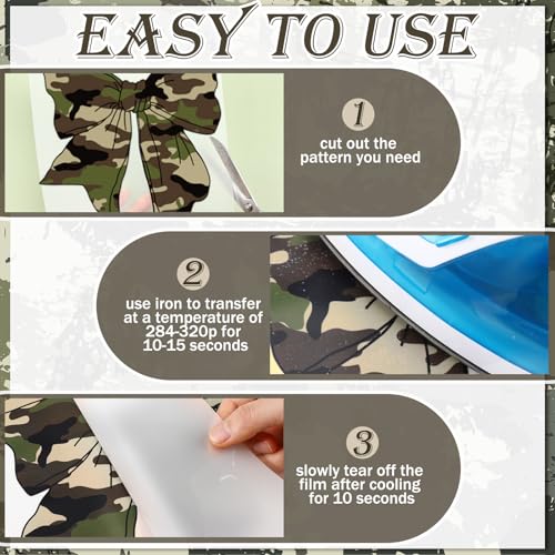 Tellingyou 36 Sheets Hunting Iron on Transfers Camo Bow Dtf Ready to Press - style: Hunting