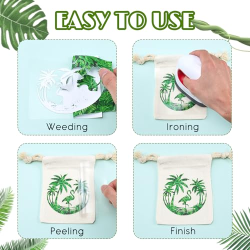 Tintnut Tropical Floral Heat Transfer Vinyl, 10 Pcs 12×10in Iron on Vinyl - color: Green