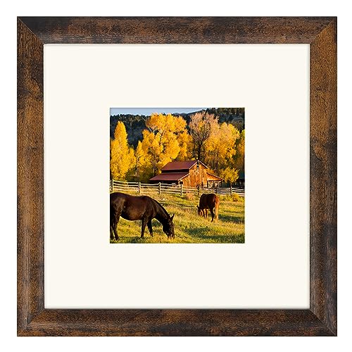 AEVETE Picture Frame 8x8 Dark Brown Photo Frames Rustic for Wall and Desk Decor - color: Rustic Brown, size: 8x8