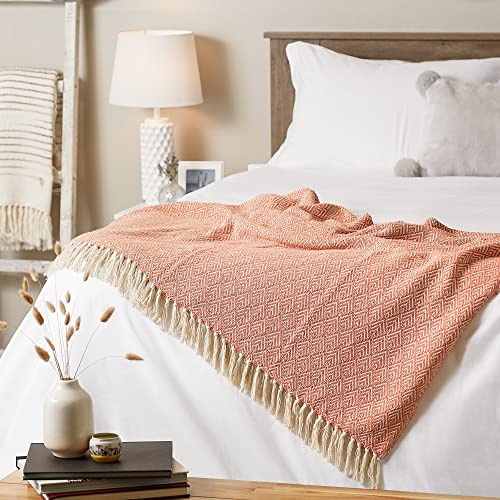 DII Diamond Throw Collection Cotton Woven, 50x60, Spice - color: Spice